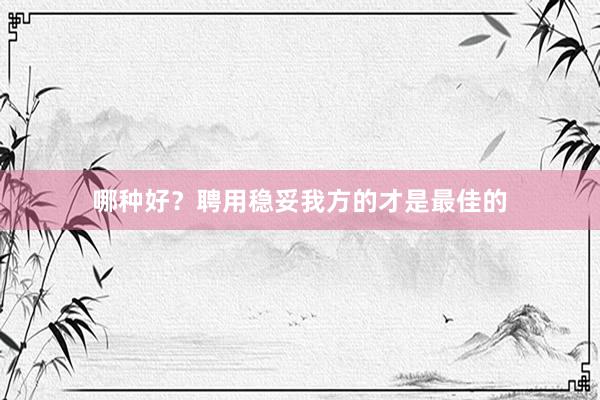 哪种好？聘用稳妥我方的才是最佳的